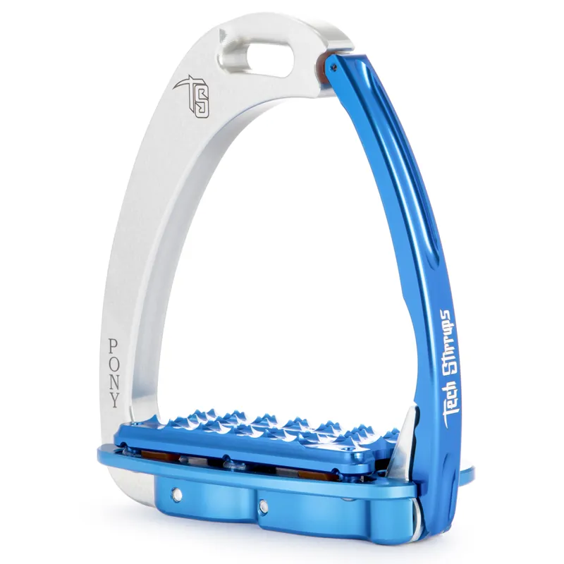Tech Stirrups Venice Pony Plus - Silver/Blue